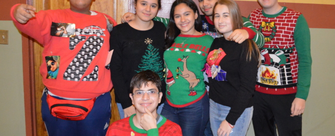 Adelphians wore their best and ugliest sweaters for the Ugly Holiday Sweater Contest!