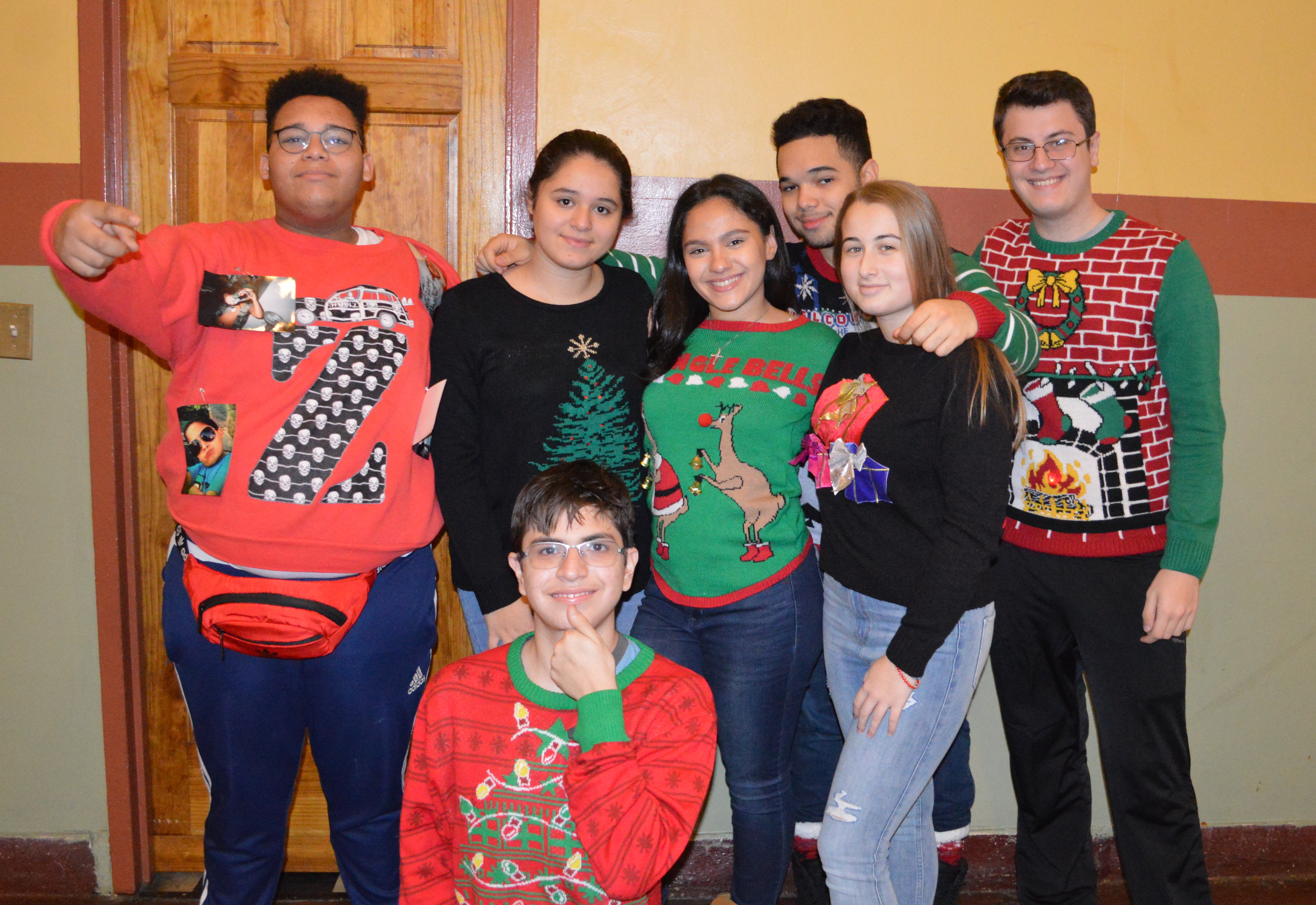 Adelphians wore their best and ugliest sweaters for the Ugly Holiday Sweater Contest!