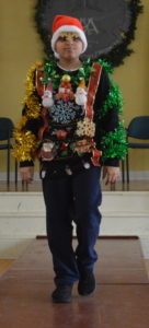 First prize winner Matthew walks the runway covered in tinsel!