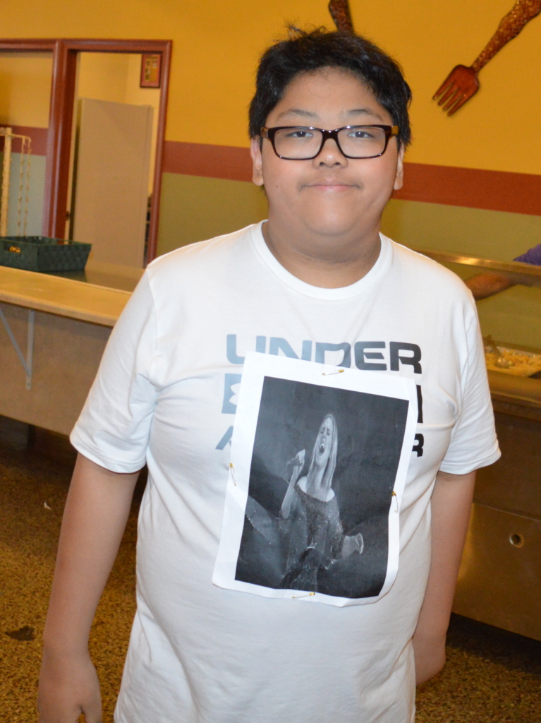 Middle Schooler Adel wore a short emblazoned with an image of pop culture icon Adele!