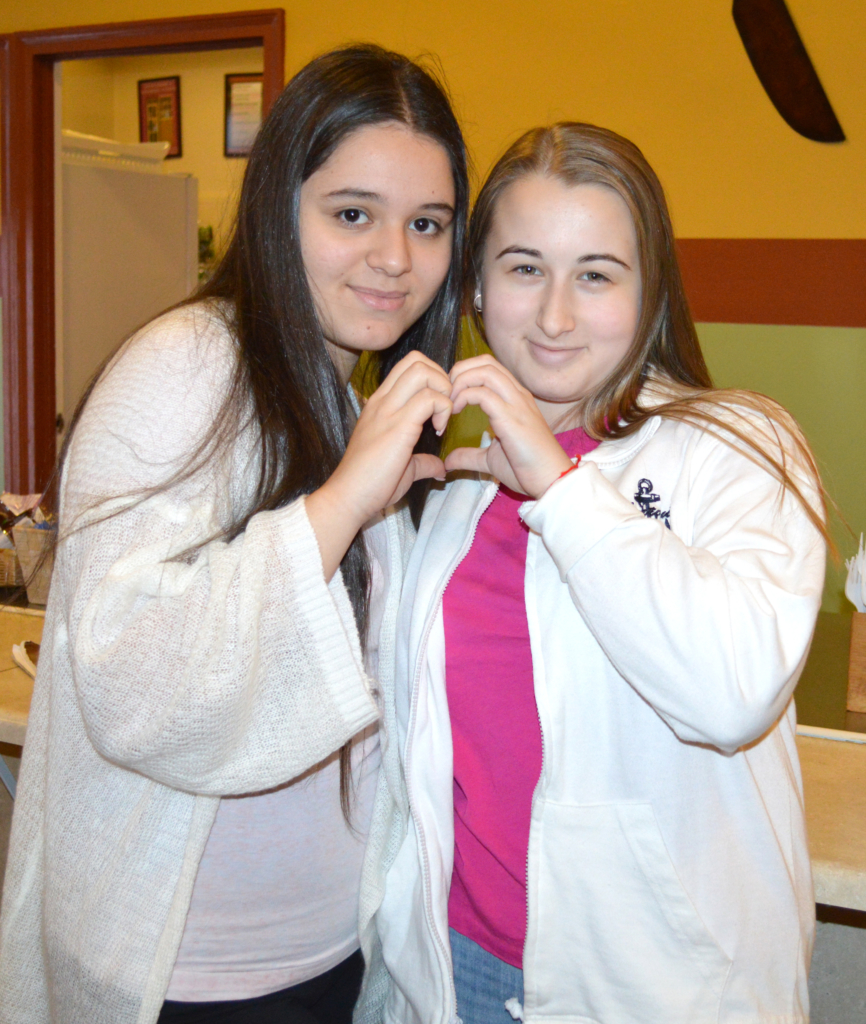 Upper Schoolers Susan and Ilona strike an appropriate Valentine's Day pose!