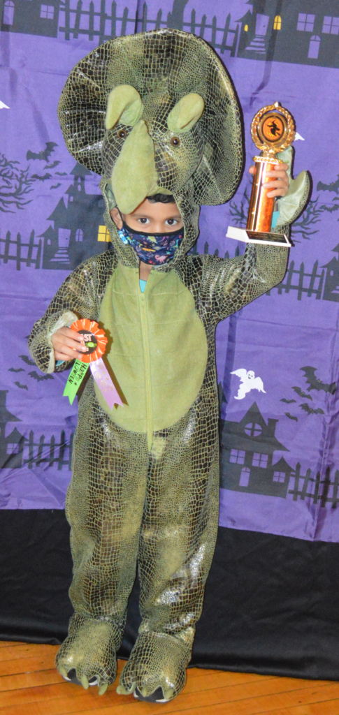 Zayn won first prize in the Lower School Costume Contest for his dinosaur costume!