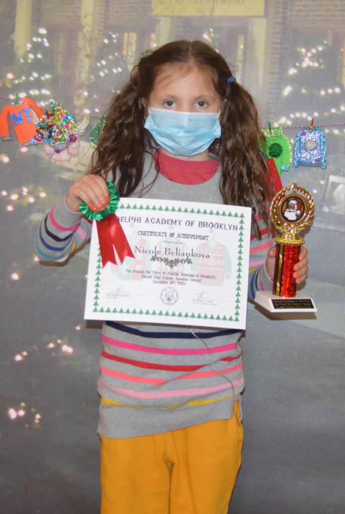 Nicole won second prize in the Lower School Ugly Holiday Sweater Contest!