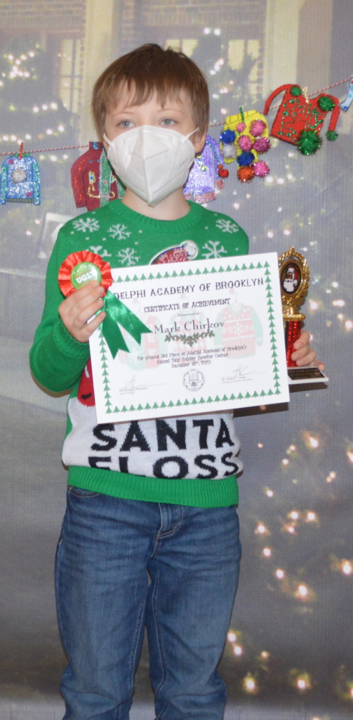 Mark won third prize in the Lower School Ugly Holiday Sweater Contest!
