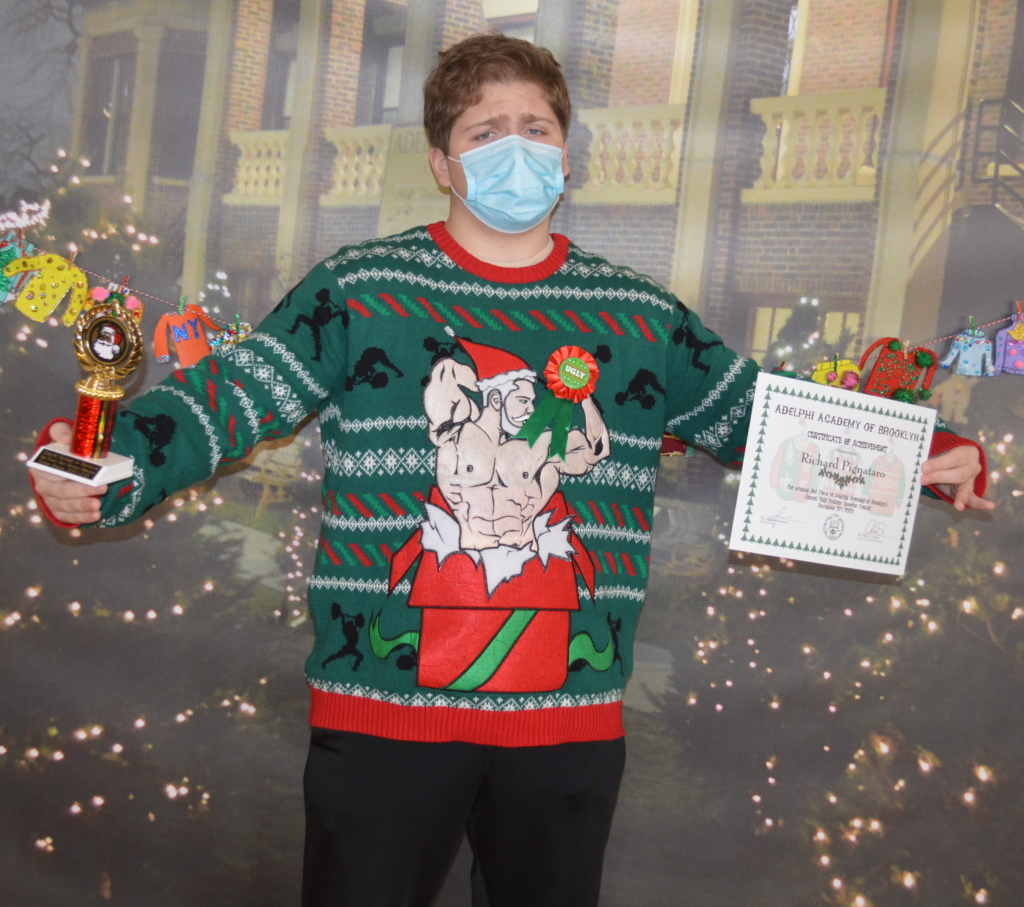 Richard won third prize in the Upper School Ugly Holiday Sweater Contest!