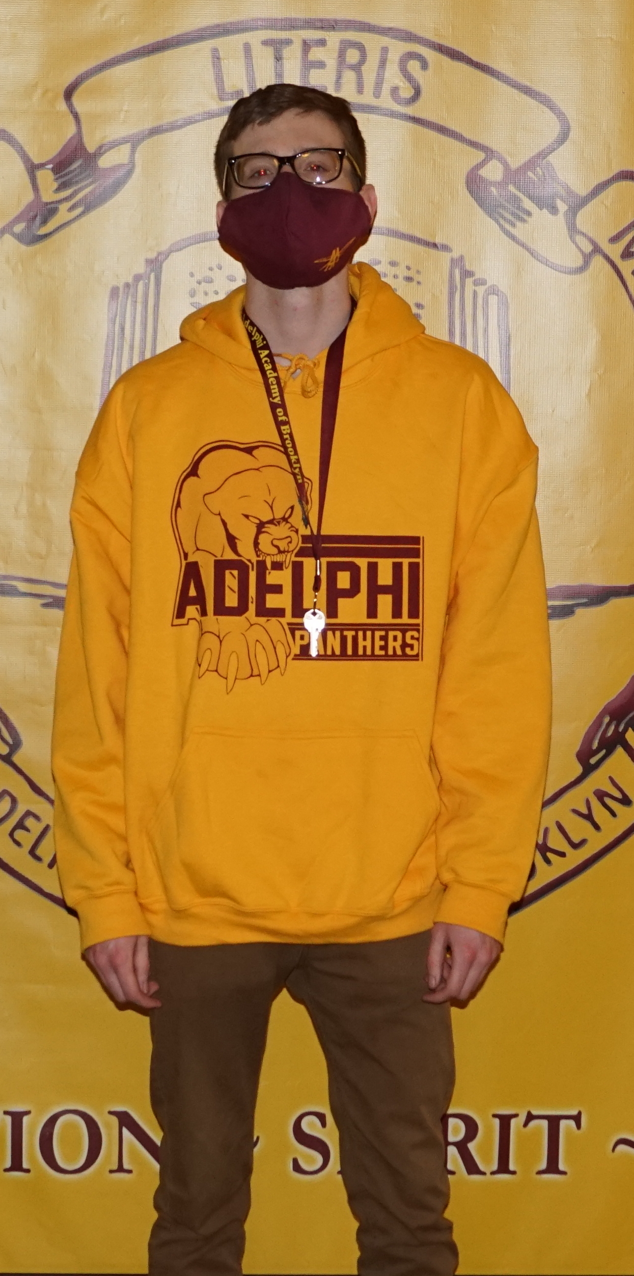 Faculty member Mr. Rehberg wore an official Adelphi hoodie for Brown Gold Day!